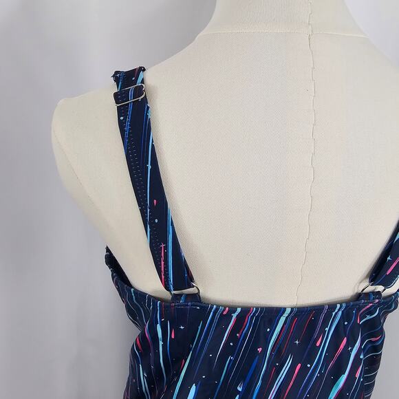 Yonique Women's Blue Blouson Tankini Set Side Shirred Boy Shorts Size L NWT - Picture 10 of 16